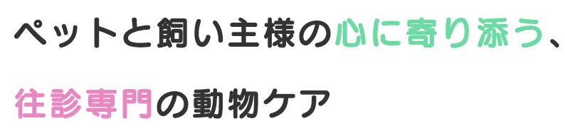 ペットと飼い主の心に寄り添う、往診専門の動物ケア